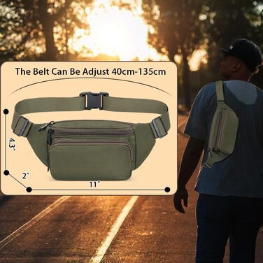 Поясна сумка на пояс для чоловіків та жінок, спортивна, для подорожей, туризму, вигулу собак, на кожен день (зелена)