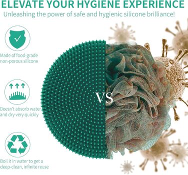 Силіконова щітка для тіла BEAUTAIL, м'яка пілінг-щітка для тіла, для жінок та чоловіків, чутлива шкіра, 1 шт. (Зелена)