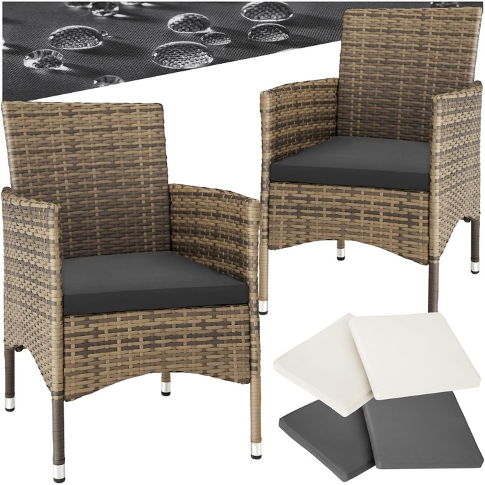 Tectake 2-Piece Rattan Garden Chair Set