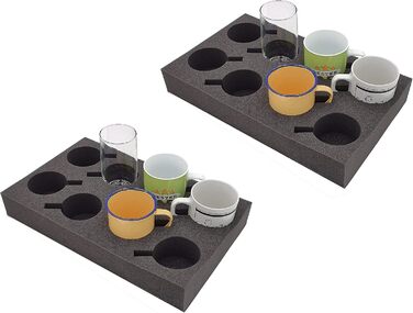 MC-CASES 2 Cup Holders Glass Holders Drink Holders - Space for up to 8 pieces - Foam for Camping Caravans RVs Boats Ships