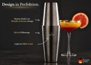 Набір для коктейлів BARMINGO з нержавіючої сталі 11 предметів – Набір Boston Cocktail Shaker 825 мл зі стійкою та аксесуарами для бару, Набір шейкерів для коктейлів | Набір бармена | Набір для змішування коктейлів | Набір для бару | Набір Boston Shaker | 