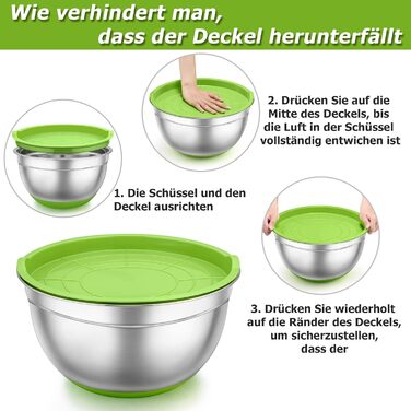 TEAMFAR Mixing Bowl Set, 7-Piece Stainless Steel Bowl Salad Bowl Set with Airtight Lids and Silicone Bottom, Nesting & Dishwasher Safe, 0.7L / 1.2L / 1.5L / 2.5L / 2.8L / 3.5L / 6.5L, assorted colors