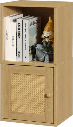 FUSUNBAO Magic DIY Cube Storage Organizer, Stackable Cubes for Home, Books, Clothes, Toys, Modular Storage System, Closet Organizer, Bookshelf, Closet (Pure White (Yellow Oak, General+Door Cubes))