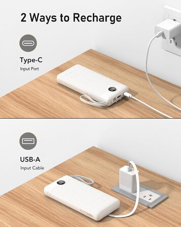 Power Bank VEEKTOMX 20000mAh з 5 виходами та 2 входами, білий. Портативний акумулятор для iPhone, iPad, Samsung, Xiaomi, Google Pixel