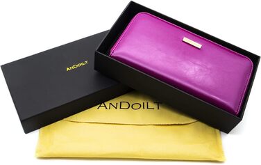 Жіночий шкіряний гаманець ANDOILT з RFID захистом, великий кредитний кардхолдер
