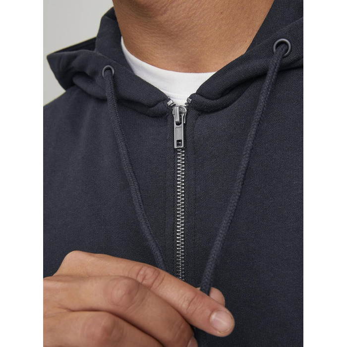 Чоловіча однотонна куртка-худі Jack & Jones, чорна, розмір XL