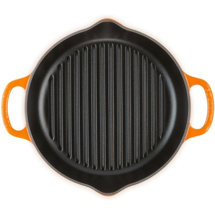 Чавунна кругла гриль-сковорода Le Creuset Signature 25 см, для всіх типів плит і духовок, червона (Ofenrot)