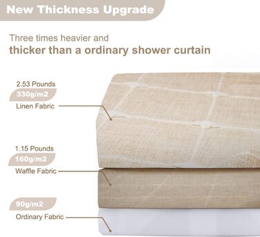 Штора для душу Boho бежева, льон, 120x180 см - сільський стиль, з пензликами