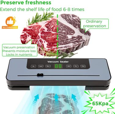 Вакуумний пакувальник Großcat з 50 пакетами, апарат для пакування продуктів харчування з різаком та цифровим таймером для кухні та ресторану