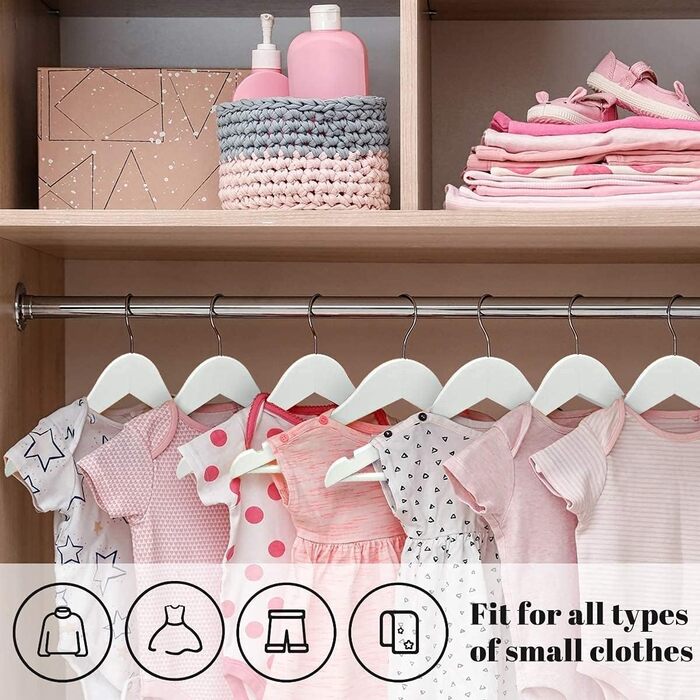 Плечики для одягу Evolluxi Lotus з масивного дерева, для сорочок, курток, з гладкою поверхнею, поворотний гачок 360°, білий, 80 см