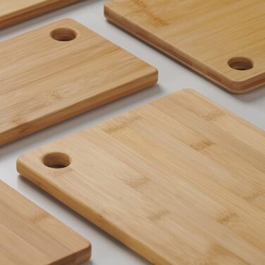 Blumtal Bamboo Cutting Board Carlota 3-Piece Set - Chopping board with a hole for hanging, kitchen helper made of 100% bamboo with silicone feet.