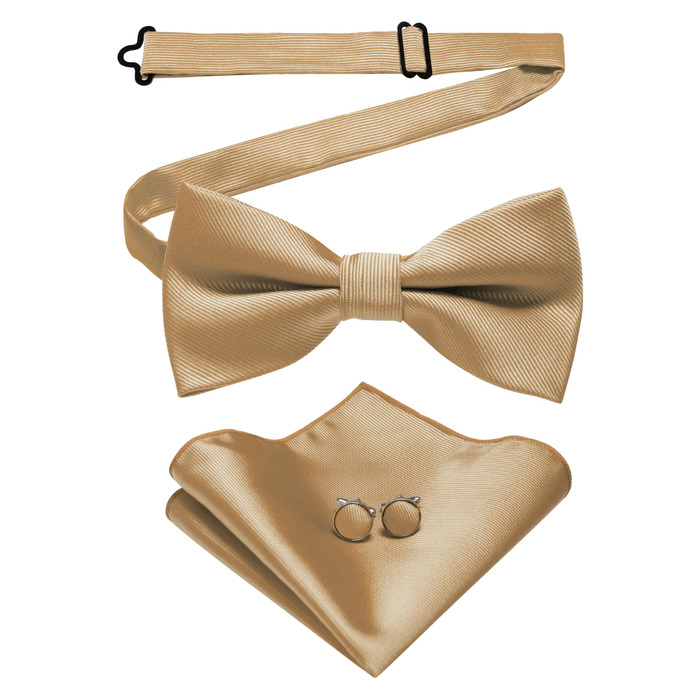 Набір краватка-метелик, нагрудна хустинка та запонки JEMYGINS (золотий)