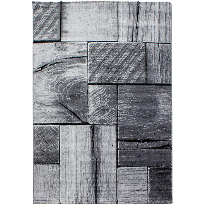 Килим для вітальні, спальні, кухні: чорний, 140x200 см, короткий ворс, сучасний дизайн, легко миється, м'який | Carpetsale24