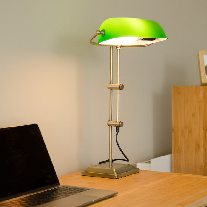 Relaxdays Banker's Lamp Green