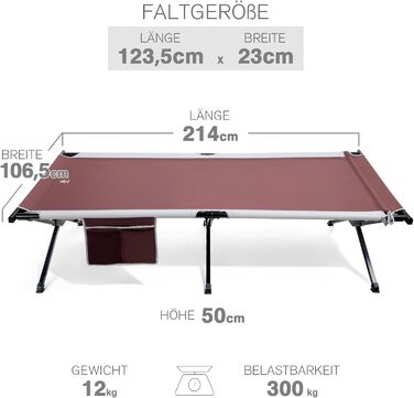 Розкладне ліжко EVER ADVANCED для кемпінгу: велике, стабільне, 214x106 см, до 300 кг, для відпочинку на природі та вдома