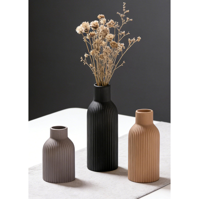 Керамічні вази 3 шт., Сучасний мінімалізм, декор для дому, вази для пампасних трав, вітальня (Хакі/Чорний/Сірий)