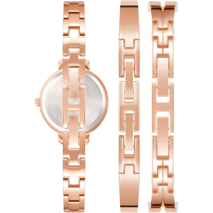 Жіночий набір годинників Anne Klein з кристалами та браслетами, Rose Gold/Gunmetal Grey, преміум-якість