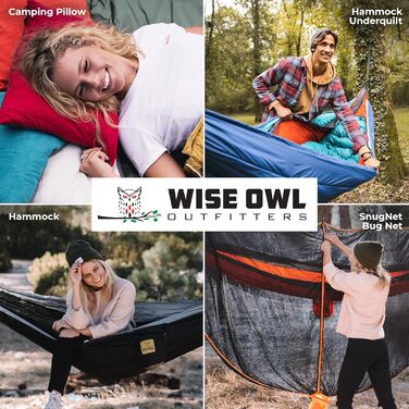 Wise Owl Outfitters Hammock for Camping, Single Hammocks, Outdoor Gear, Backpacking, Survival, or Travel, Portable, Lightweight, Parachute Nylon, Blue and Gray