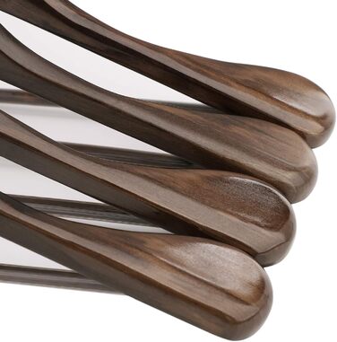 Набір вішалок для одягу SONGMICS, 6 шт., з масиву дерева, широкі плечі, антиковзні, для сорочок, пальто, курток, штанів, костюмів, поворотний гачок 360°, колір темний горіх CRSH06V