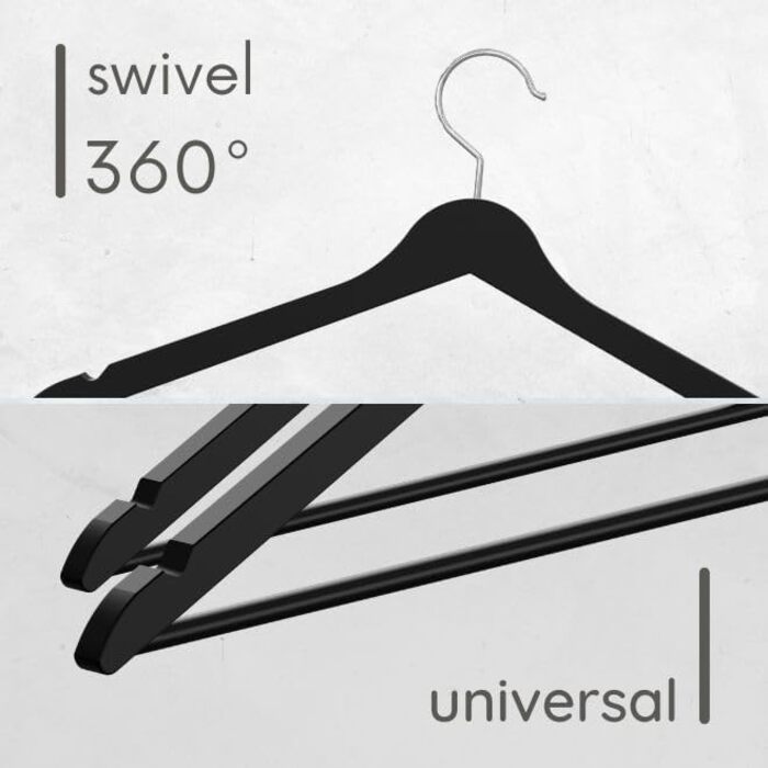 Плечики для одягу OGIVO з дерева, набір 10 шт. – обертовий гачок 360°, витончені вирізи на плечах, натуральне дерево (бук, береза, сосна, верба)