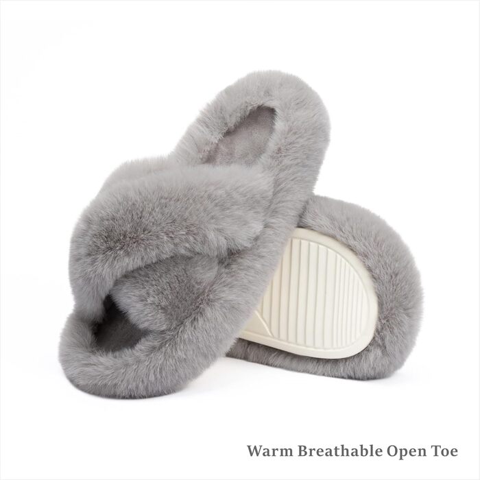 Жіночі домашні тапочки Chantomoo з піною Memory Foam, зручні, з штучним хутром, сліпони, сірі (42/43 EU)
