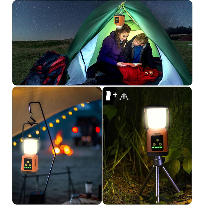 CRODIAL LED Camping Lantern Rechargeable, Camping Essentials 5000mAh Power Bank, Waterproof Camping Tent Light, Lanterns for Power Outages, Hurricane, Emergency, Hiking, Outdoor