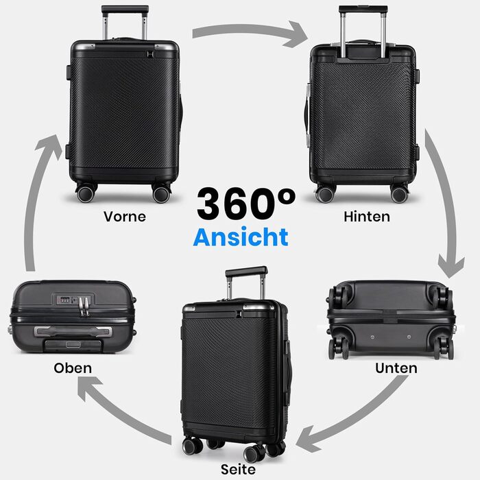 Набір валіз Tavoxda 3 шт., жорсткий корпус, TSA-замок, телескопічна ручка, чорний колір