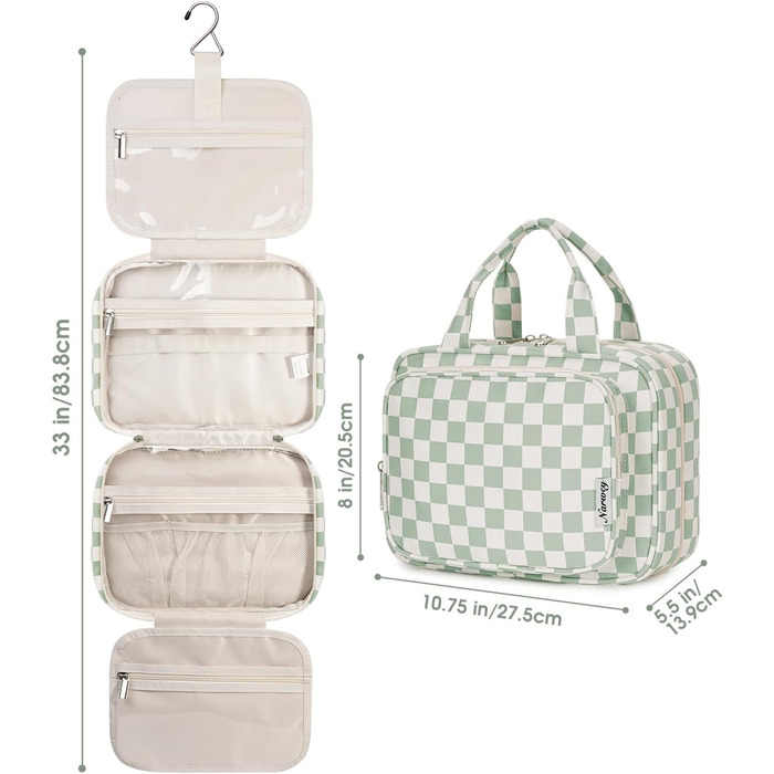 Косметичка для жінок Narwey з петлею для підвішування, велика, органайзер для косметики, сітка м'ятного кольору (середній)