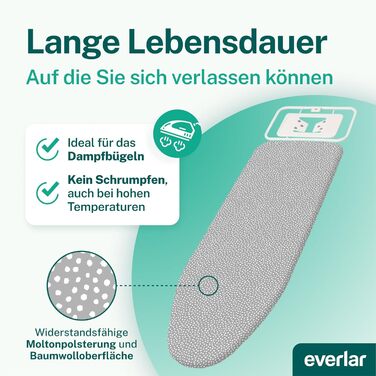 Everlar® Преміум чохол для прасувальної дошки 120x40 (M) | Зроблено в Німеччині | OEKOTEX100 | Для прасувальних дошок 115-122x35-40 см | Сірий з білими крапками