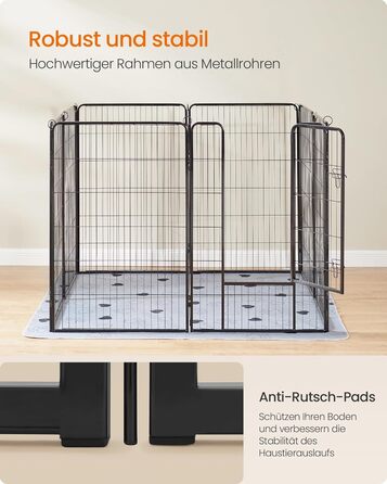 Вольєр для тварин Feandrea Freilaufgege, XL, 77 x 120 см, чорний, з 8 панелей, для дому та вулиці