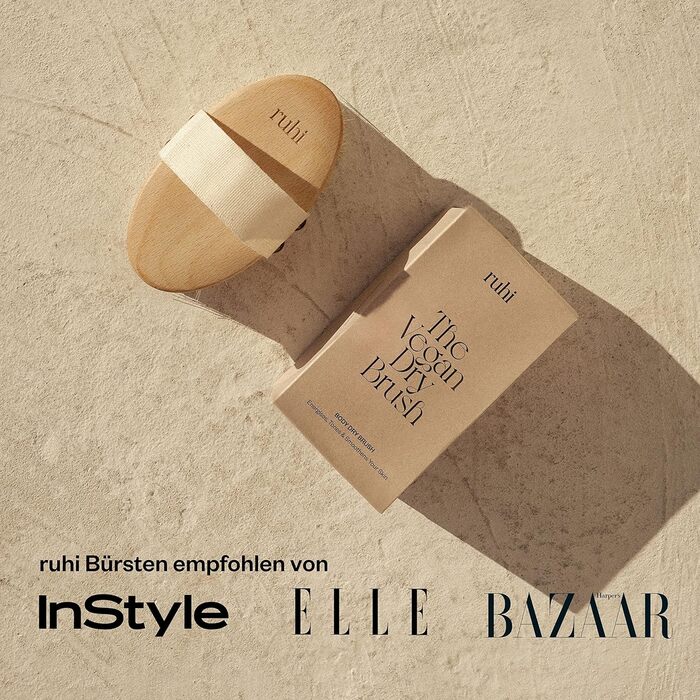 RUHI Body Brush/Dry Brush VEGAN/ 100% Natural Sisal Bristles (HARD)/ handcrafted in Germany, FSC-certified beechwood & plastic-free for dry brushing massage (dry brush) against cellulite
