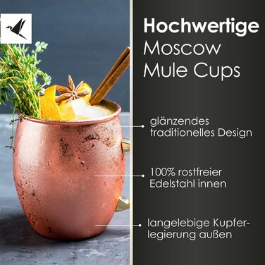 Beyond Moscow Mule Mug Set Copper Mugs - Copper Mugs with Straws & Gift Box | Moscow Mule Copper Cup Set with Traditionally Smooth Finish as a Gin Cup & for Cocktails (Set of 4)