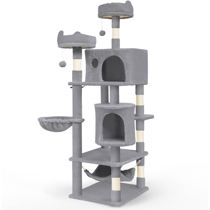 Котячий будиночок Vounot Kratzbaum Kein: стійкий котячий будиночок з платформами, 88 см (сірий, XXL)