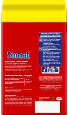 Порошок для посудомийних машин Somat Classic, для щоденного очищення та видалення стійких плям, 2.4 кг (2x 1.2 кг)