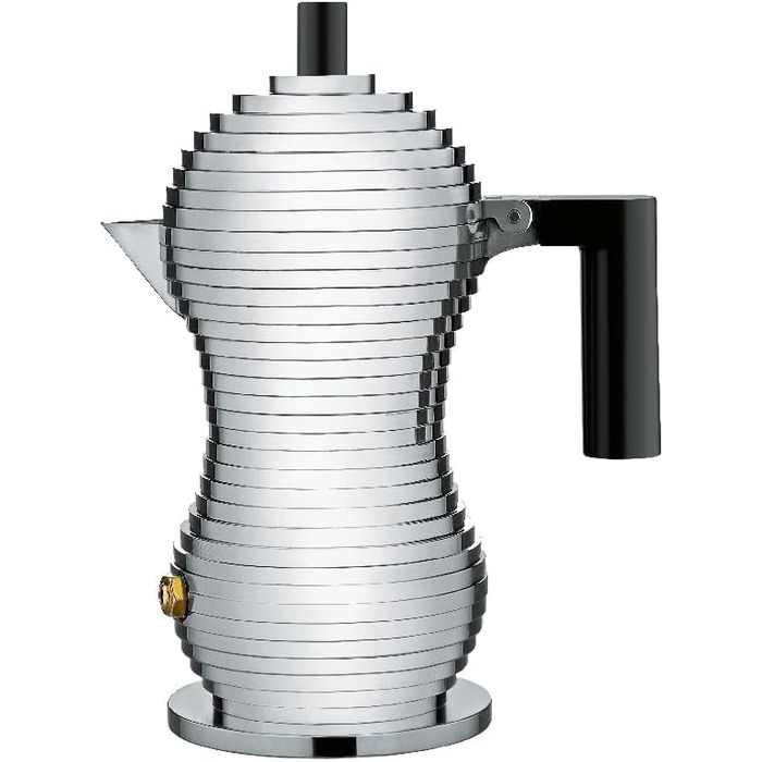 Еспресо-машина Alessi Pulcina, 6 чашок, алюміній, чорний, 8.3 x 10.5 x 35 см