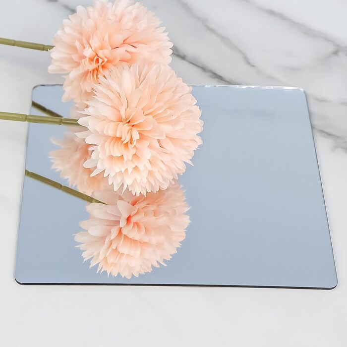 Дзеркала на клейкій основі, 20x20 см (10 шт.) з акрилової плівки, 2 мм - для ванної, вітальні, спальні, шафи