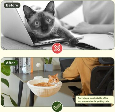 Кішечка PAWZ Road: зручне ліжко-гамак для котів з інтерактивним м'ячиком, 360° обертання, стійка, до 22.5 кг (Бежевий, Кругле)