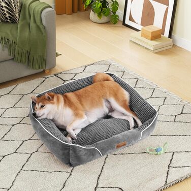 YITAHOME Dog Bed for Medium to Small Dogs, Dog Cushion, Dog Beds, 64x53cm, Non-Slip Bottom Dog Sofa, Grey