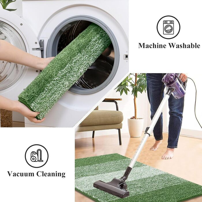 Килимок для дому та ванної кімнати SHACOS, 80 x 120 см, зелений. Антиковзка, швидковисихаюча, для входу та ванної кімнати