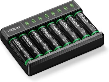 Зарядний пристрій HiQuick для акумуляторів AA AAA, 8 слотів з LED-дисплеєм, для NI-MH/NI-CD акумуляторів (без акумуляторів)