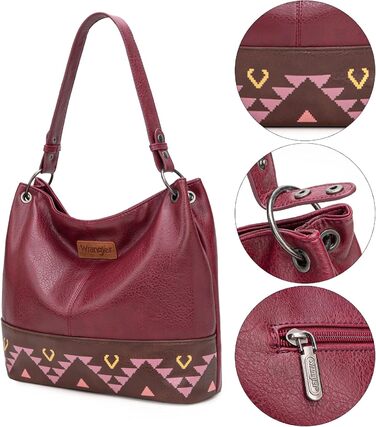 Сумка жіноча Wrangler Hobo з екошкіри, верхня ручка, крос-боді (Western Burgundy)