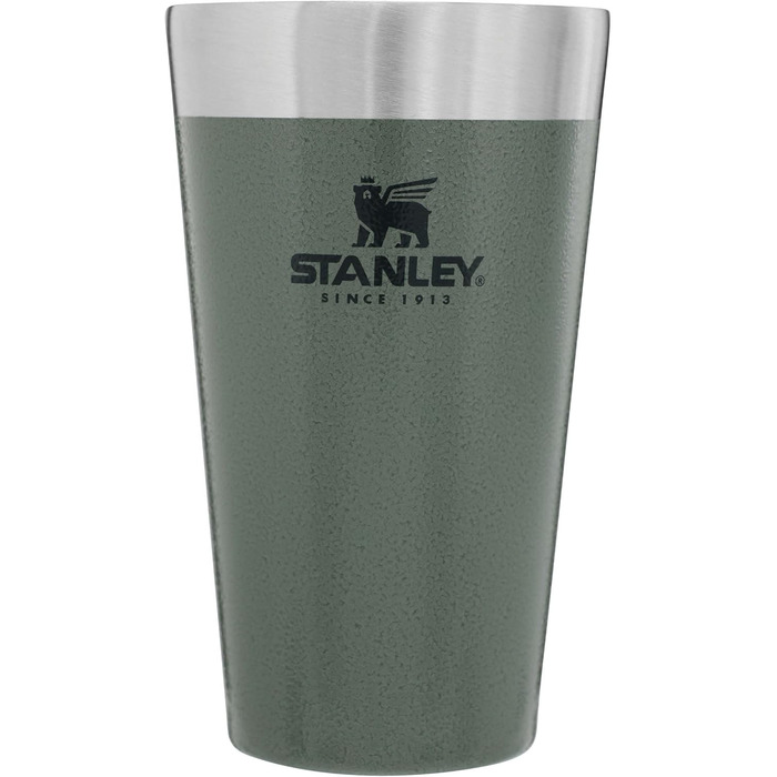Термокружка Stanley Adventure Stacking Bierkrug 473 мл з нержавіючої сталі, зелений колір, з подвійними стінками, вакуумна ізоляція, BPA-Free, для зберігання напоїв холодними до 4 годин, можна мити в посудомийній машині