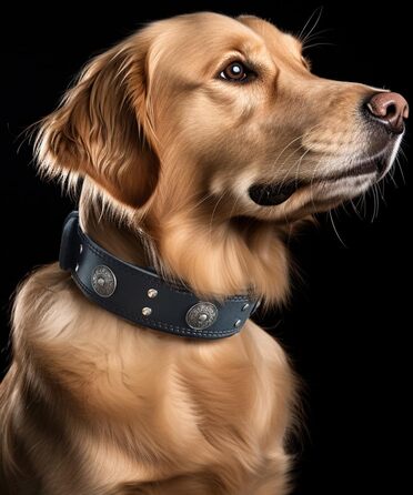 Нашийник для собак з натуральної шкіри, 5 см, ручної роботи, чорний, розмір S (38-49 см)