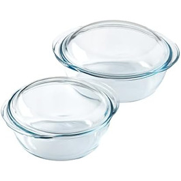 Набір Pyrex 4-в-1: 2 жаростійкі каструлі 1,6 л і 2,3 л, боросилікатне скло, для духовки, мікрохвильовки, пароварки, посудомийки