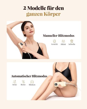 Пристрій для епіляції IPL Laser - Безболійний пристрій для видалення волосся IPL з 9 рівнями інтенсивності, 999,900 світлових імпульсів для дому, тіла, обличчя, зони бікіні та пахв (Бежевий)