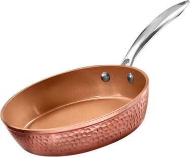 Сковорода Gotham Steel 12 дюймів з антипригарним покриттям та кришкою, Hammered Copper Collection, преміум-алюмінієве посуд з нержавіючою сталею, індукційна плита для рівномірного нагрівання (25,4 см)