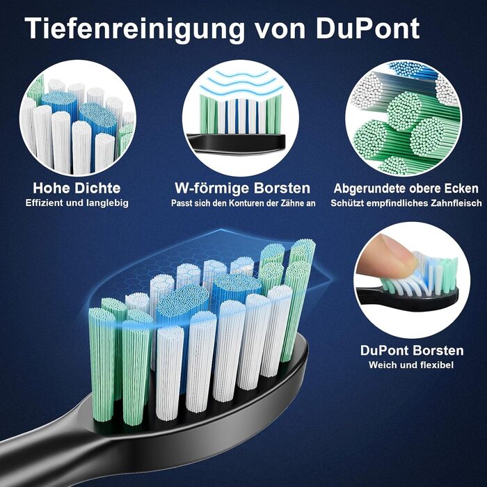 Електрична зубна щітка Betterchoi з магнітною левітацією, 41 000 VPM, 4 насадки, IPX7, 180 днів роботи від акумулятора, 5 режимів, таймер, чорний колір