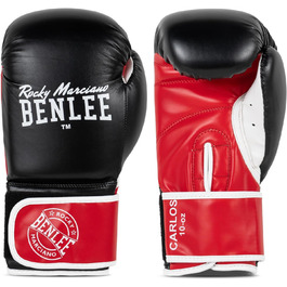 Боксерські рукавички BenLee Carlos з екошкіри, 12 oz, чорно-червоно-білі