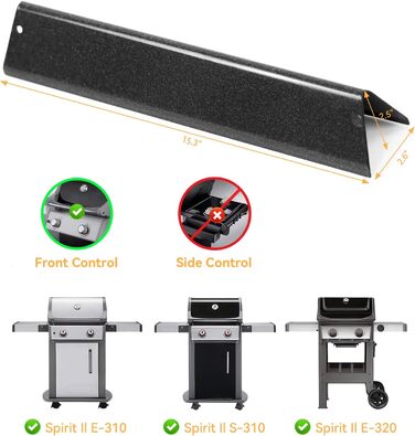 Ароматизуючі пластини Flavorizer Bars для гриля Weber Spirit E-310/E-320/E-330 (2013-сьогодення), Spirit II E-310/S-310, 38,9 см, порцелянова емаль, захисний теплозахист, запасна частина