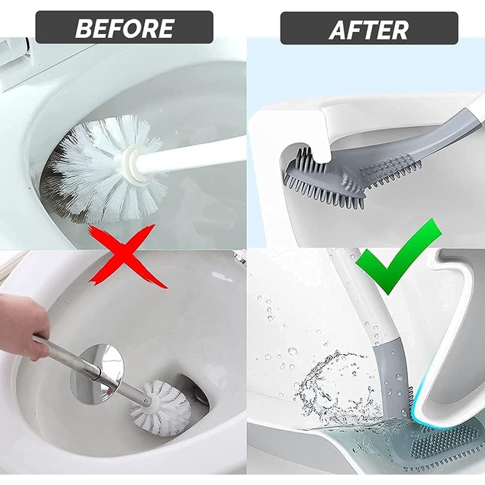 Набір для чищення унітазу Ellxen: щітка з силіконовою щетиною та тримачем (чорний)